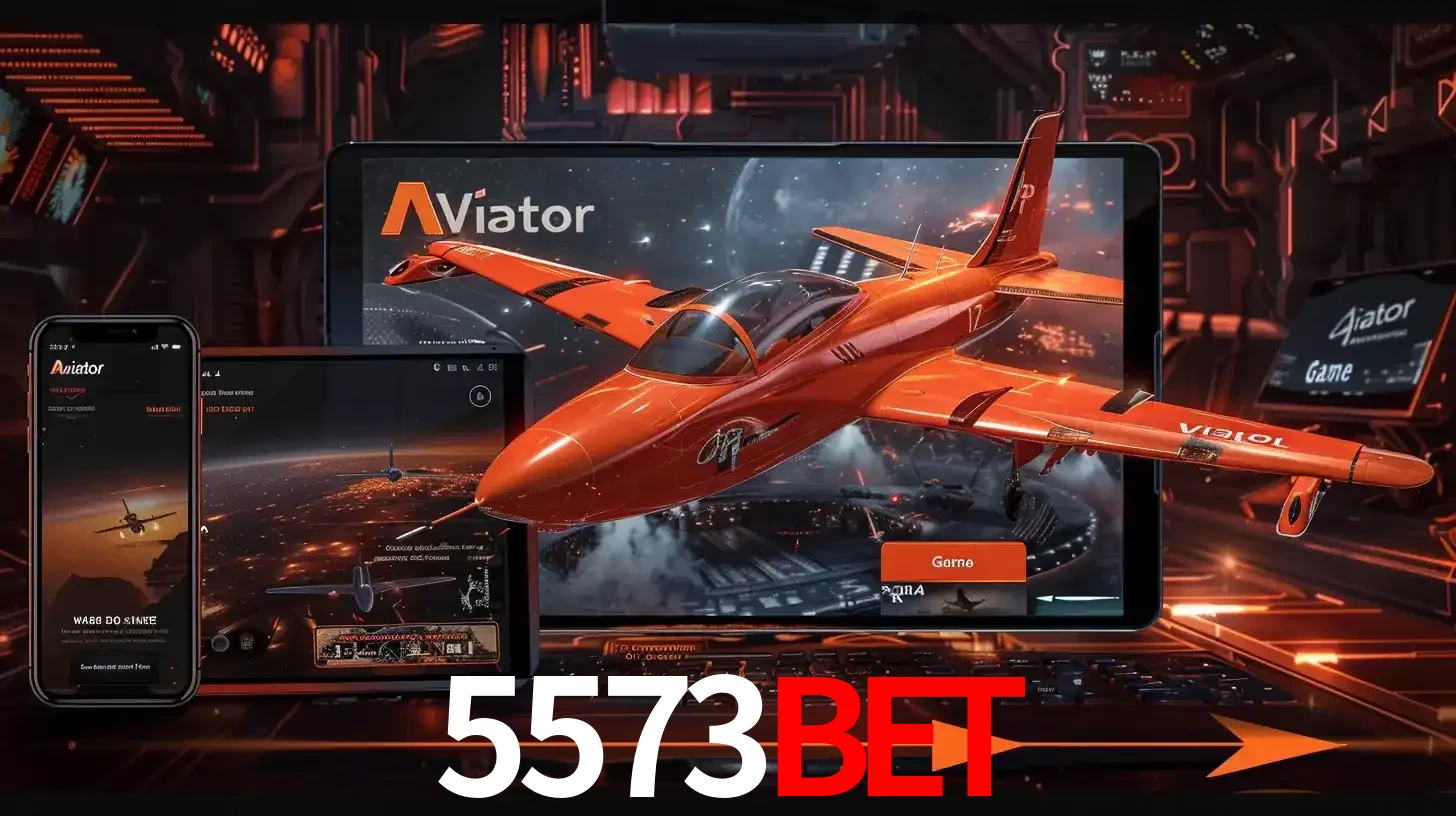 Apresentação tecnológica do jogo Aviator com um avião saindo da tela de um tablet, demonstrando a experiência imersiva em múltiplos dispositivos no 5573bet.