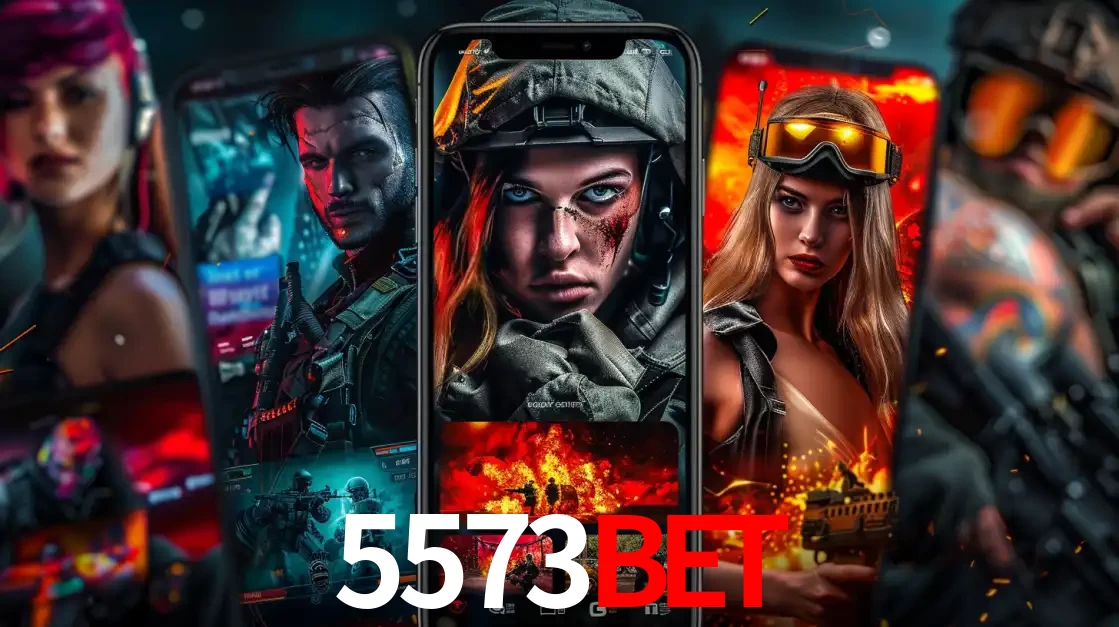 Montagem de telas de celular mostrando diversos personagens, masculinos e femininos, de um jogo de tiro, ilustrando a diversidade de equipes de e-sports para apostar no 5573bet.