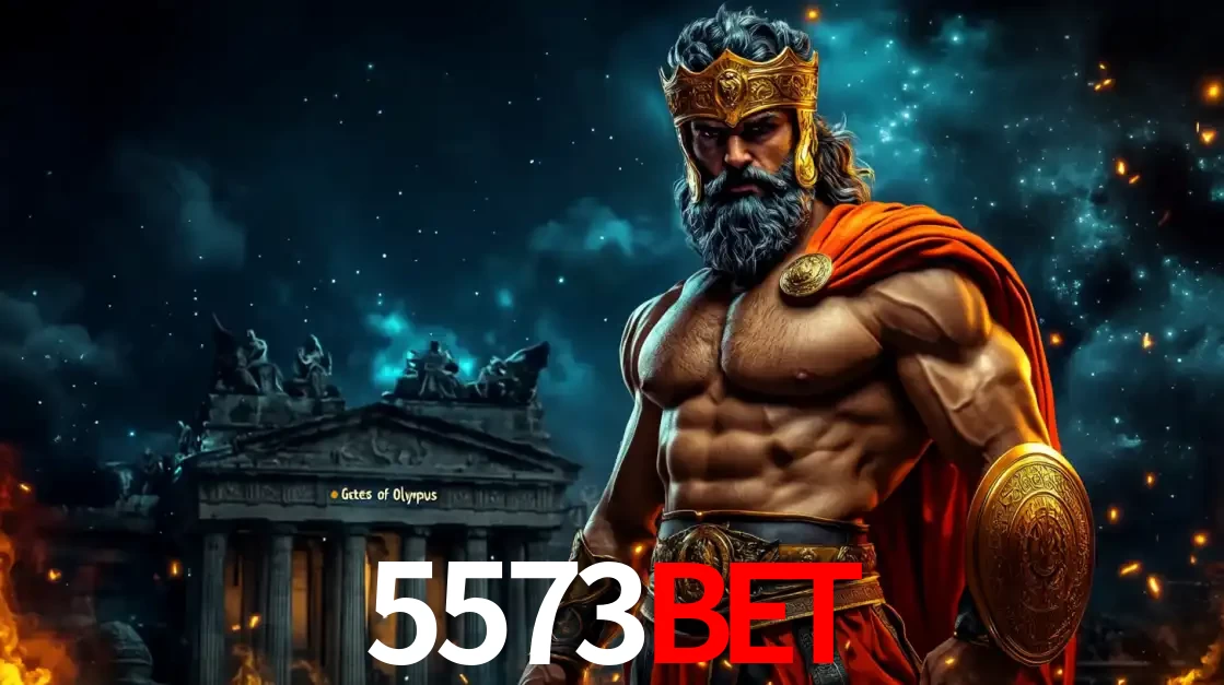 O poderoso Zeus do jogo de slot Gates of Olympus em frente ao seu templo, pronto para lançar multiplicadores divinos e prêmios épicos no cassino online 5573bet.